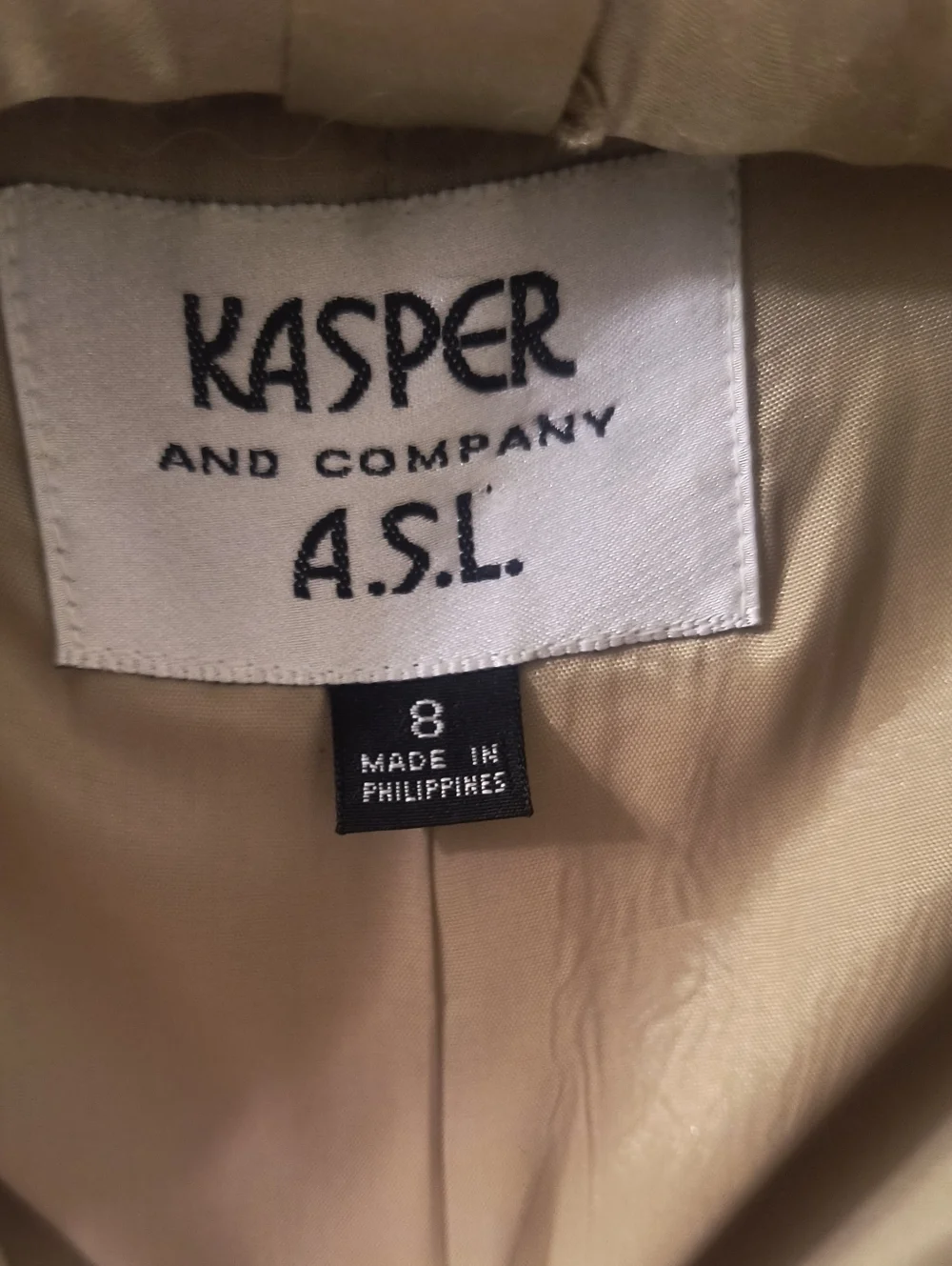 Vintage 90s Kasper A.S.L. Structured Blazer Neutral Tan Minimalist Career Read - Picture 4 of 8